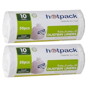 Hotpack Dust Liner Bag White Roll 45Cm X 55Cm 10Gallon 50Pcs