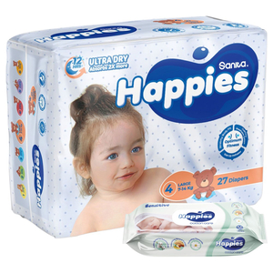Happies Diapers Baby Large Size 4 7-14 27 Pieces