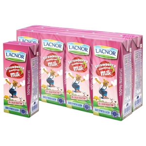 Lacnor Milk Strawberry Low Fat 180Ml X8