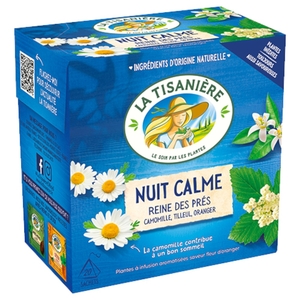 La Tisanière Nuit Calme Reine Des Prés Camomille, Tilleul, Oranger 20 Bags