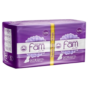 Fam Extra Thin Super With Wings 16 Pads Double Pack