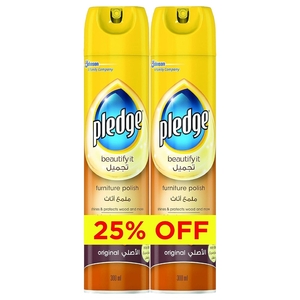 Pledge Furniture Spray Original Natural 300Ml X 2