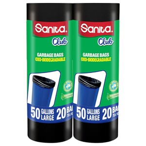 Sanita Club Garbage Bag Large 50 Gallon 20Pcs X2