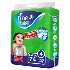 Fine Baby Diapers Mega Pack Size 4 Large 74 Pieces