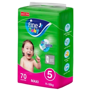 Fine Baby Diapers Mega Pack Size 5 Maxi 70 Pieces