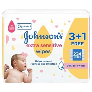 Johnson's Baby Wipes Extra Sensitive 56Pcs X 4