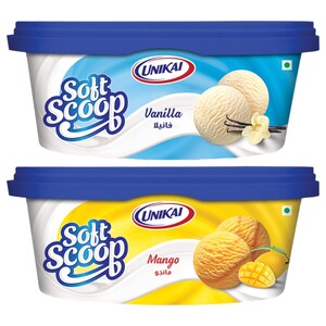 Unikai Soft Scoop Ice Cream Assorted 1L X2