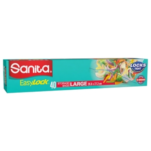 Sanita Easy Zip Lock Food Storage Large 26.8 X 27.3Cm 40 Pieces