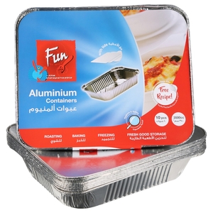 Fun Aluminum Containers + Lid 3500Cc 10 Pieces