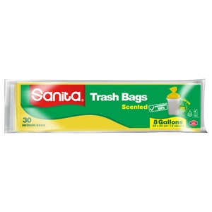 Sanita Trash Bags Scented 8 Gallon 30 Pieces
