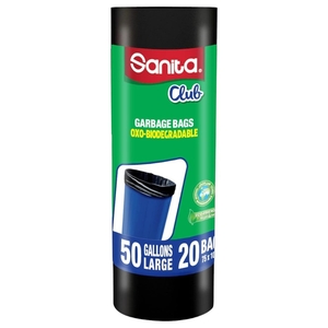 Sanita Club Garbage Bags Biodegradable 50 Gallons Large Size 75 X 103Cm 20 Pieces
