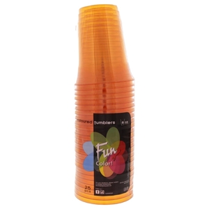 Fun Colour Plastic Cup Orange 25 Pieces
