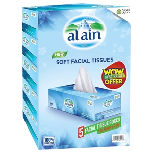 Al Ain Soft Facial Tissues 2 Ply 150Pcs X 5