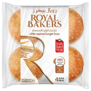 Royal Bakers White Sesame Burger Buns 4 Pieces 360G