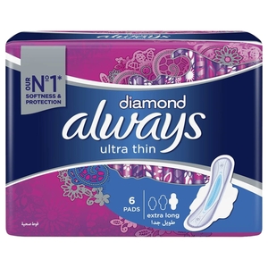 Always Diamond Ultra Thin Extra Long Sanitary Pads 6 Pieces