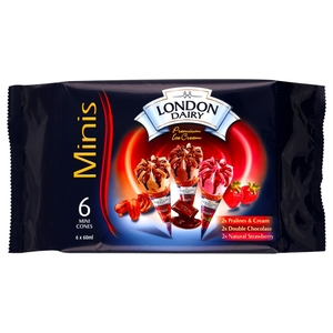 London Dairy Mini Cones 60Ml 6 Pieces