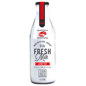 Al Ain Farms Fresh Milk Low Fat Glass Bottle 1L