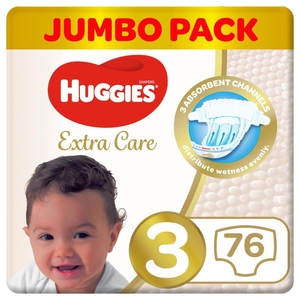 Huggies Extra Care Diaper Size 3 4-9Kg 76 Pieces