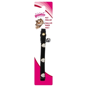 Pawise Cat Collar Diamond Heart Black