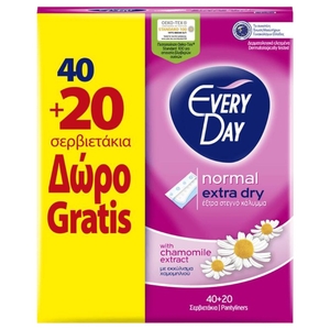 Everyday Extra Dry Normal Liners 40 + 20 Pieces