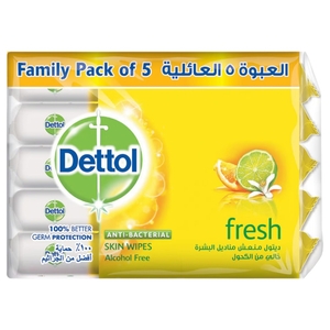 Dettol Fresh Antibacterial Skin Wipes 10Pcs X 5