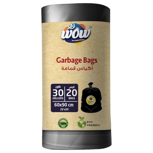 Wow Garbage Bag Black Roll 30Gallons 60 X 90 20'S