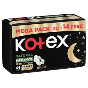 Kotex Maxi Thick Night Natural Night Pads With Wings 30+14