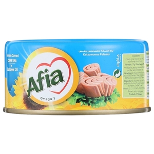 Afia Tuna Meat Chunks In Sunflower Oil Light 160G