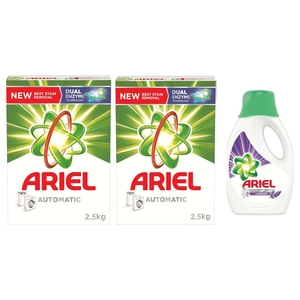Ariel Detergent Powder 2.5Kgx2 + Detergent Liquid Lavender 1 L