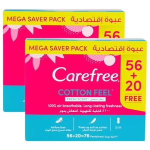 Carefree Panty Liners Cotton Feel Fresh Scent 76Pcs