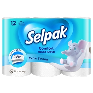 Selpak Comfort Toilet Paper Extra Soft Strong 2Ply 12 Rolls