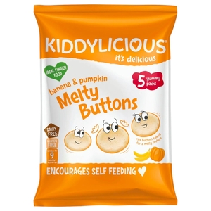 Kiddylicious Melty Buttons Banana Pumpkin Baby Snack 6G