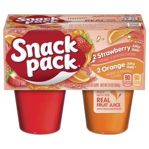 Snack Pack Strawberry And Orange Flavored Juicy Gels 4 Cups 368G X4