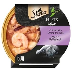 Sheba Cat Food Fillets With Chicken, Shrimp & Tuna 60G