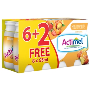 Actimel Yoghurt Drink Assorted 6+2 Free 93Ml