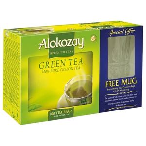 Alokozay Green Tea 100 Sachets + Mug Offer