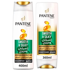 Pantene Smooth & Silk Shampoo 400Ml + Conditioner 360Ml