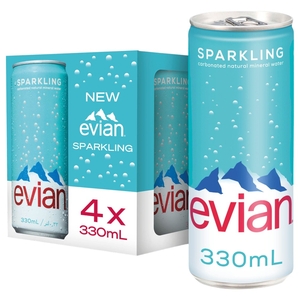 Evian Sparkling Water Can 330Ml X4