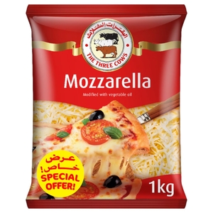 The Three Cows Shredded Mozarella Cheese 1Kg