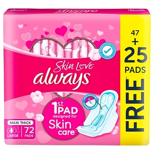 Always Skin Love Maxi Thick Large 72 Pads
