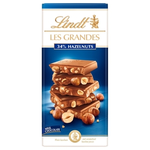 Lindt Les Grandes Milk Chocolate 34% Hazelnuts 150G