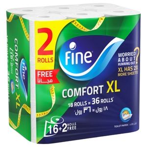 Fine Toilet Paper Comfort Xl 350 Sheets 16+2 Rolls
