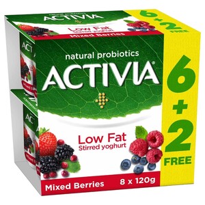 Activia Yoghurt Mixed Berries Light 120G X8