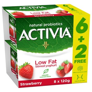 Activia Stirred Yoghurt Strawberry Low Fat 120G X8