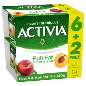 Activia Yogurt Peach Apricot 120G X8