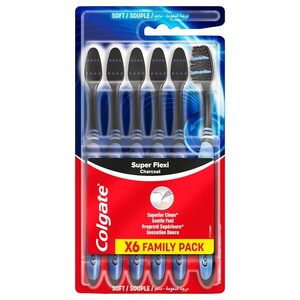 Colgate Toothbrush Super Flexi Charcoal 6 Pieces