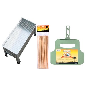 Picnic Time Bbq Galva 48Cm + Bamboo Sticks + Bbq Fan Traditional + Bbq