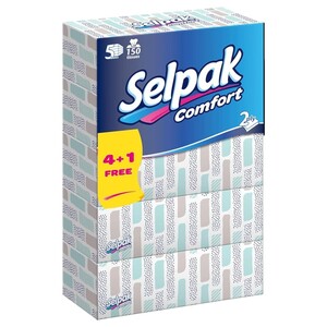 Selpak Comfort Facial Tissue 150 Sheet X5
