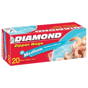 Diamond Freezer Zipper Bags Medium 20 Pieces