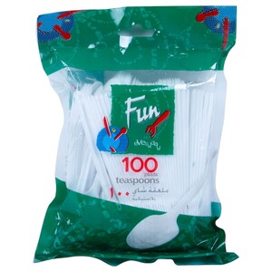 Fun Plastic White Tea Spoons 100 Pieces